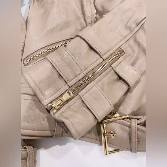 NWT $1395 L'agence Billie Belted Leather Jacket